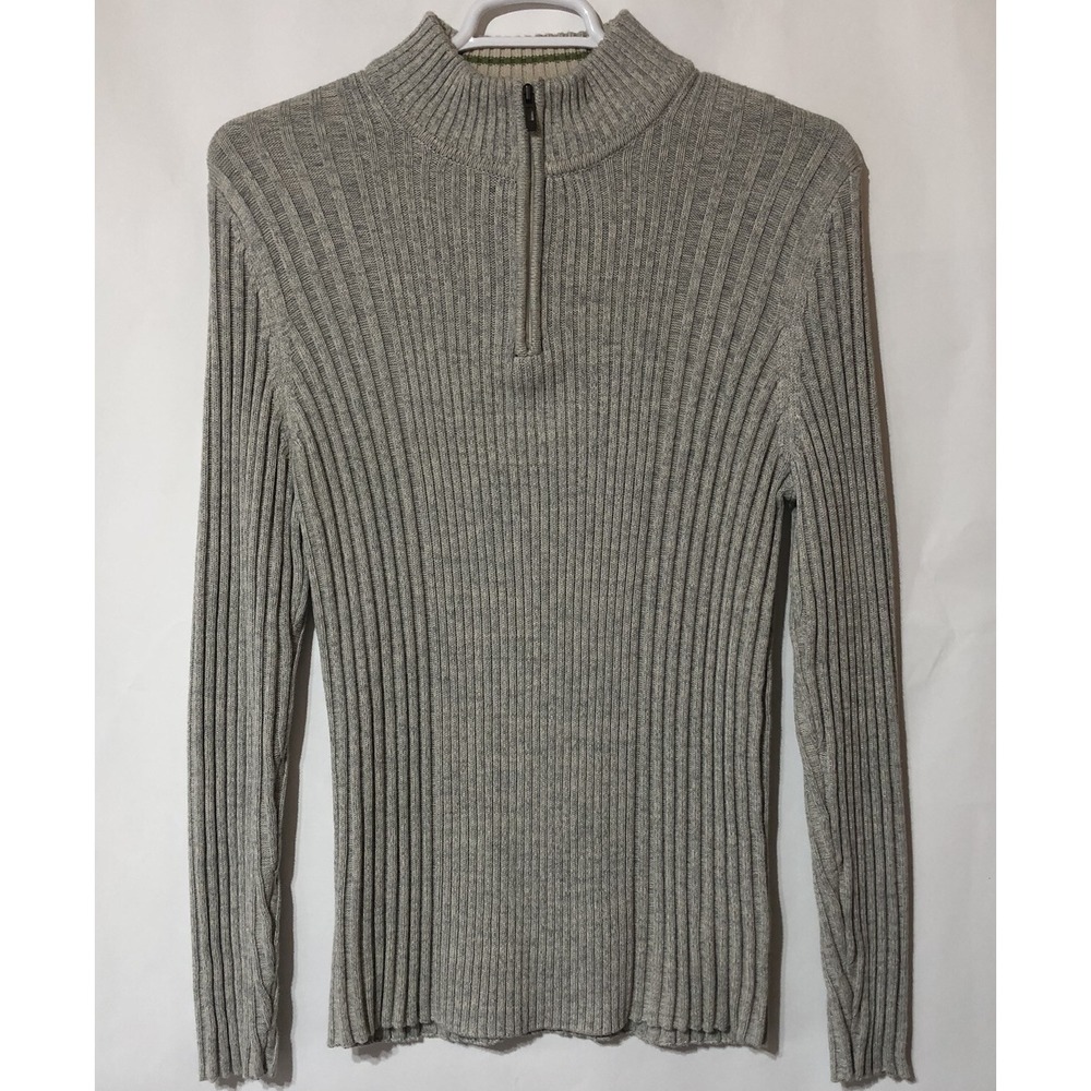 DKNY Sweater Adult Large Beige Pullover 1/4 Zip High Neck Casual Mens